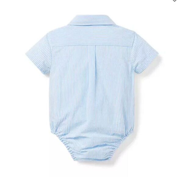 Janie and Jack 100049139 Baby Light Blue Striped Seersucker Bodysuit size 0-3 m - Picture 2 of 8